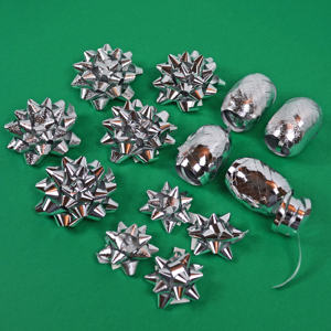 Selection of silver bows and ribbon