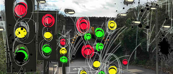 Traffic lights with graphic lights
